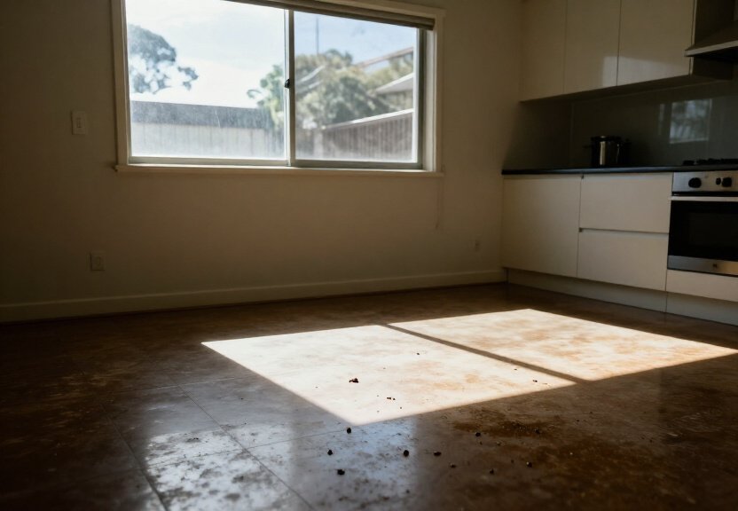 Rodent droppings and damage in a Voyager Point garage